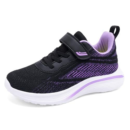 Sportschuhe Kinder Jungen Turnschuhe Mädchen Hallenschuhe Junge Basketballschuhe Leicht Mesh Hallenschuhe Laufschuhe Atmungsaktive Schuhe Kinder Fitnessschuhe Klettverschluss (2-Black, 35.5 Big Kids) von Wesaloes