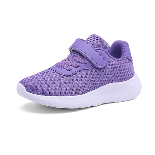 Wesaloes Sportschuhe Kinder Jungen Turnschuhe Mädchen Hallenschuhe Junge Basketballschuhe Leicht Mesh Hallenschuhe Laufschuhe Atmungsaktive Schuhe Kinder Fitnessschuhe (1-Purple, 29.5 Little Child) von Wesaloes