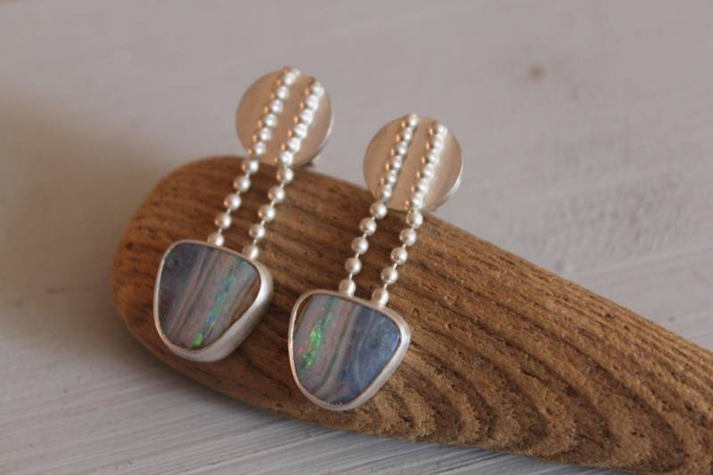 Silberohrschmuck Mit Boulderopalen von Weserschmuck