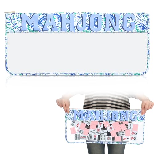 Wesnoy Mahjong-Fliesentasche mit blauem Chinoiserie-Muster mit Reißverschluss, 52 x 24 cm, transparente Mahjong-Tasche für Damen, Geschenk, Reiseorganisation, 1 Stück Wesnoy Mahjong-Fliesentasche mit blauem Chinoiserie-Muster mit Reißverschluss, 52 x 24 cm, transparente Mahjong-Tasche für Damen, Geschenk, Reiseorganisation, 1 Stück von Wesnoy