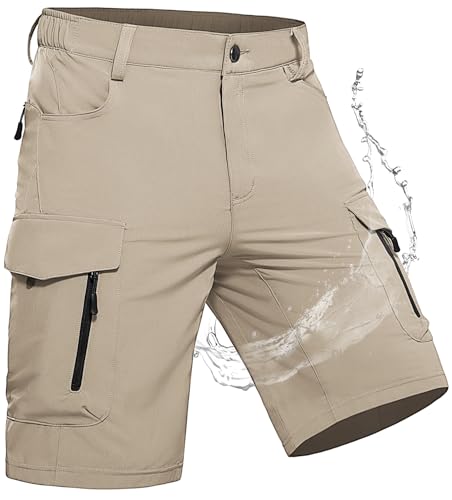 Wespornow Cargohose Herren Kurz Cargo Shorts mit 7 Taschen Kurzen Hose MTB Arbeitshosen Männer Bermuda Wanderhose Chino Stretch Sommer Wandershorts Arbeitsshorts Laufhose Jogginghose(Beige, M) von Wespornow