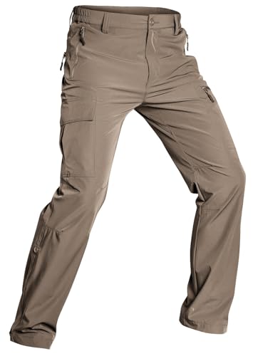 Wespornow Wanderhose-Outdoor-Hosen-für-Herren-Wasserdicht-Atmungsaktiv-Trekkinghose-Outdoorhose-Sommer Stretch Taktische Hose Baggy Arbeitshosen Funktionshose mit 5 Taschen (Khaki, 3XL) von Wespornow