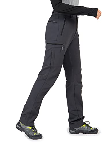 Wespornow Damen Wanderhose Wasserdicht Outdoorhose Softshellhose Thermohose Winddichte berghose Warme Trekkinghose Skihose für Skifahren, Hundesport und Wintersport (Graphite Grau, L) von Wespornow