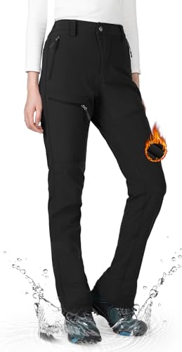 Wespornow Damen Wanderhose Wasserdicht Thermohose Gefüttert Outdoorhose Softshellhose Skihose Warm Ski Pants Women Schneehose Kletterhose Jagdhose Trekkinghose Winter Regenhose（Schwarz，XL） von Wespornow