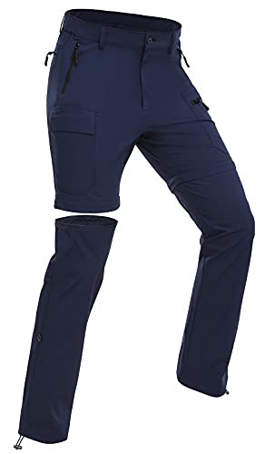 Wespornow Damen-Zip-Off-Wanderhose-Trekkinghose Atmungsaktiv Schnell Trockend Outdoorhose Abnehmbar Funktionshose Stretch Sommer Hosen (Navy, 3XL) von Wespornow