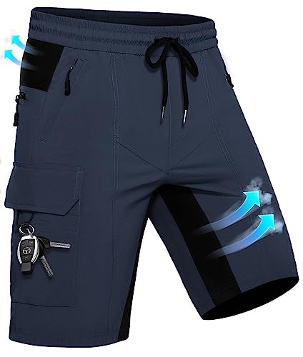 Wespornow Kurze Hose Herren Shorts Sommer mit 5 Taschen Stretch Leichte Cargo Sporthose Arbeitshosen Männer Kurz Wanderhose Bermuda Jogginghose Chino MTB Cargohose Gym Leinen(Marineblau, M) von Wespornow