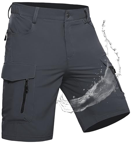 Wespornow Herren Shorts mit 7 Taschen Schnelltrocknend Wanderhose Kurz Cargo Bermuda Chino Kurze Hosen Stretch Outdoor Trekking Wandern MTB Sommer Männer Hose Wandershorts Leichte(DKGrau, 3XL) von Wespornow