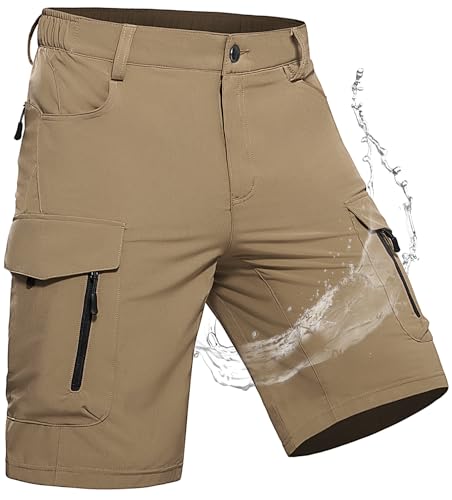 Wespornow Herren Shorts mit 7 Taschen Schnelltrocknend Wanderhose Kurz Cargo Bermuda Chino Kurze Hosen Stretch Outdoor Trekking Wandern MTB Sommer Männer Hose Wandershorts Leichte(Khaki, 3XL) von Wespornow