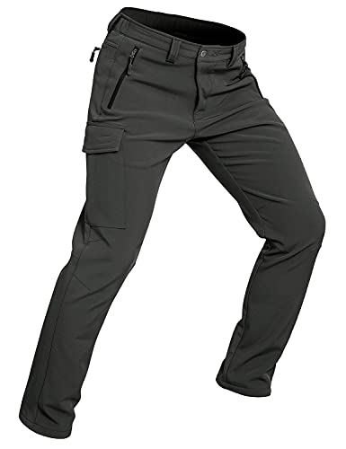 Wespornow Herren Wanderhose Wasserdicht Softshellhose Outdoorhose Thermohose Winddichte Skihose Warm Gefüttert Trekkinghose Schneehose für Skifahren, Hundesport und Klettern (Dunkelgrau, 3XL) von Wespornow