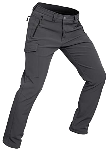 Wespornow Herren Wanderhose Wasserdicht Softshellhose Outdoorhose Thermohose Winddichte Skihose Warm Gefüttert Trekkinghose Schneehose für Skifahren, Hundesport und Klettern (Grau, 3XL) von Wespornow