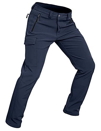 Wespornow Herren Wanderhose Wasserdicht Softshellhose Outdoorhose Thermohose Winddichte Skihose Warm Gefüttert Trekkinghose Schneehose für Skifahren, Hundesport und Klettern (Navy, 3XL) von Wespornow