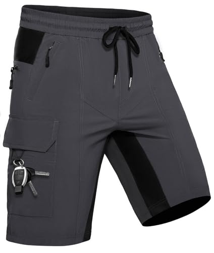 Wespornow Kurze Hose Herren Shorts Sommer mit 5 Taschen Stretch Leichte Cargo Sporthose Arbeitshosen Männer Kurz Wanderhose Bermuda Jogginghose Chino MTB Cargohose Gym Leinen (Grau, 5XL) von Wespornow