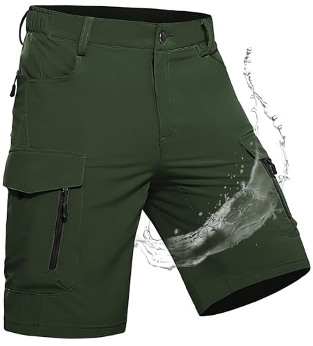Wespornow Kurze Hosen Herren Bermuda Shorts Herren mit 7 Taschen Arbeitshosen Männer Kurz Cargo Cargohose Wanderhose Chino Stretch Sommer Wandershorts Trekkinghose MTB Hose (Grün, S) von Wespornow