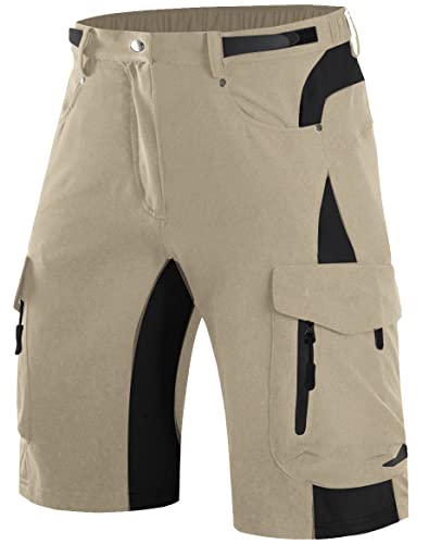 Wespornow Kurze Hosen Herren Cargo Shorts Herren mit 6 Taschen Arbeitshosen Männer Kurz Bermuda Wanderhose Fahrradhose Cargohose Chino Stretch Sommer Wandershorts MTB Hose (Beige, S) von Wespornow