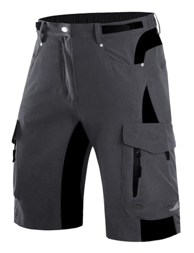 Wespornow Kurze Hosen Herren Cargo Shorts Herren mit 6 Taschen Arbeitshosen Männer Kurz Bermuda Wanderhose Fahrradhose Cargohose Chino Stretch Sommer Wandershorts MTB Hose (Dunkles Grau, M) von Wespornow