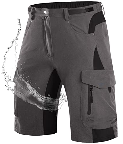 Wespornow Kurze Hosen Herren Cargo Shorts Herren mit 6 Taschen Arbeitshosen Männer Kurz Bermuda Wanderhose Fahrradhose Cargohose Chino Stretch Sommer Wandershorts MTB Hose (Grau, L) von Wespornow