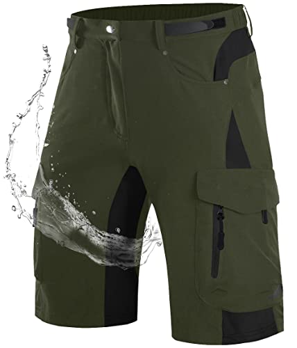 Wespornow Kurze Hosen Herren Cargo Shorts Herren mit 6 Taschen Arbeitshosen Männer Kurz Bermuda Wanderhose Fahrradhose Cargohose Chino Stretch Sommer Wandershorts MTB Hose (Grün, M) von Wespornow
