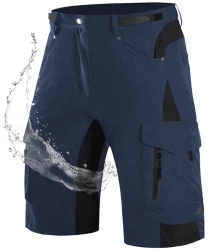 Wespornow Kurze Hosen Herren Cargo Shorts Herren mit 6 Taschen Arbeitshosen Männer Kurz Bermuda Wanderhose Fahrradhose Cargohose Chino Stretch Sommer Wandershorts MTB Hose (Marine, L) von Wespornow