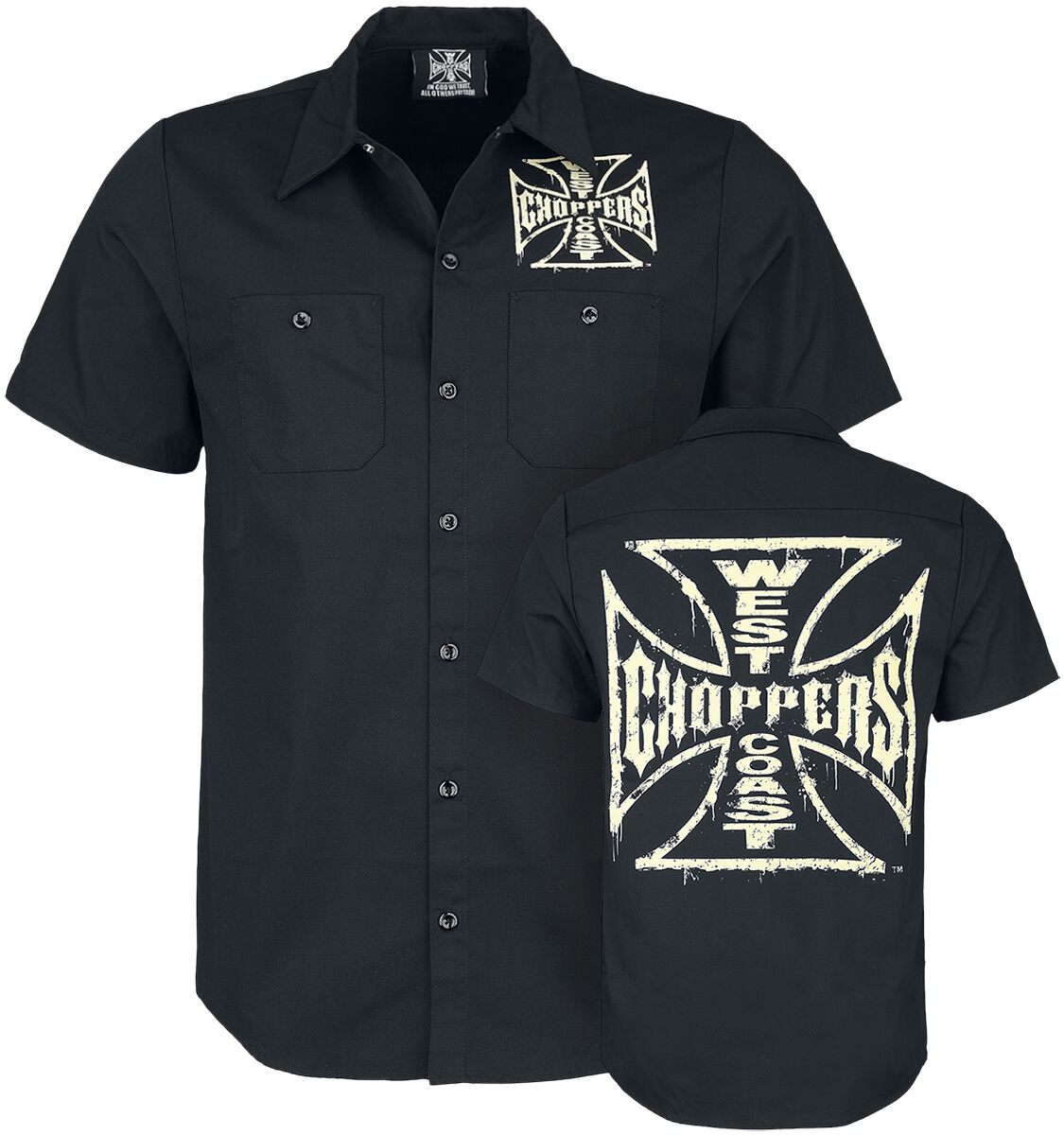 West Coast Choppers Distressed OG Logo Kurzarmhemd schwarz in L von West Coast Choppers