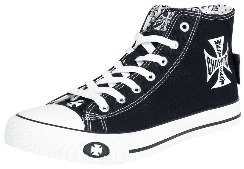 West Coast Choppers Iron Cross Sneaker high schwarz weiß in EU44 von West Coast Choppers