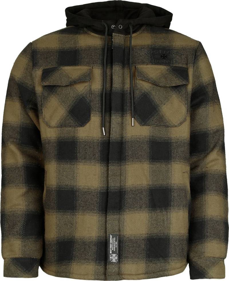 West Coast Choppers WCC HELL BENT FLANNEL JACKET - OLIVE/BLACK Übergangsjacke oliv schwarz in XL von West Coast Choppers