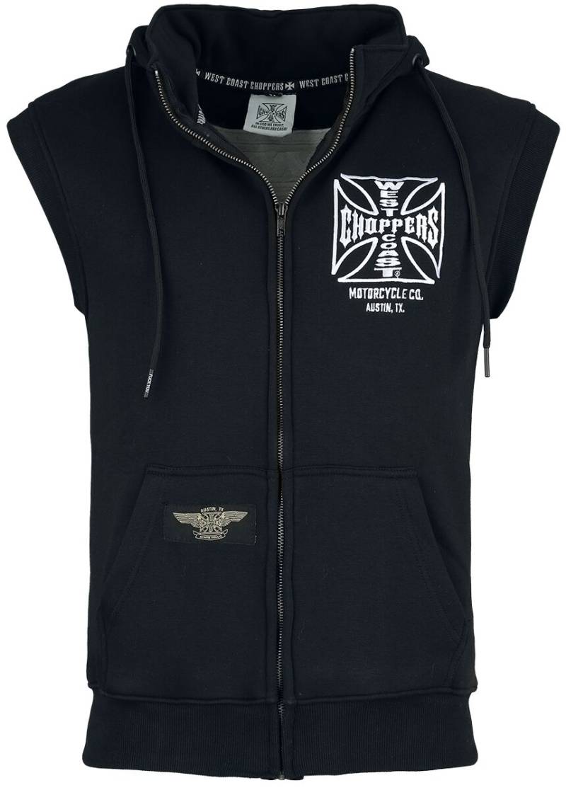 West Coast Choppers WCC OG ATX Sleeveless Zip Hoodie Weste schwarz in 3XL von West Coast Choppers