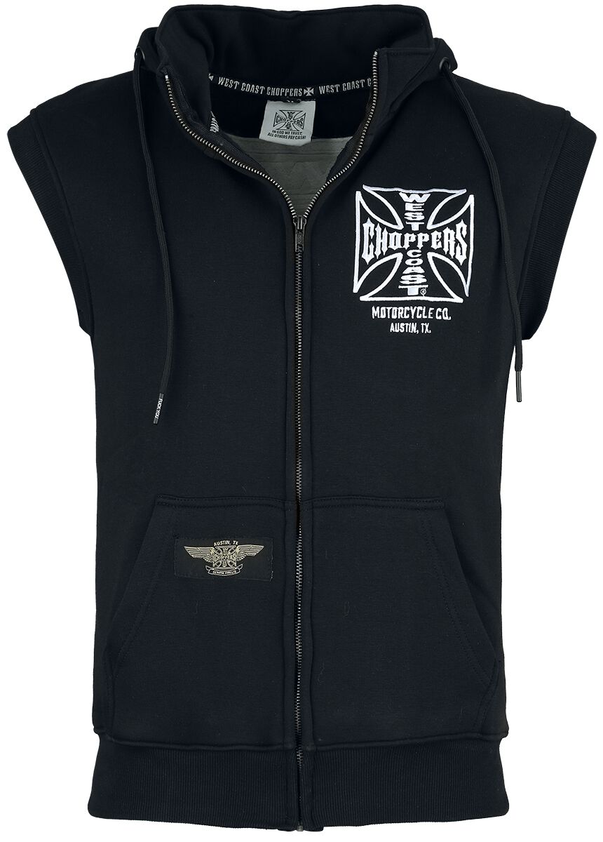 West Coast Choppers WCC OG ATX Sleeveless Zip Hoodie Weste schwarz in XXL von West Coast Choppers