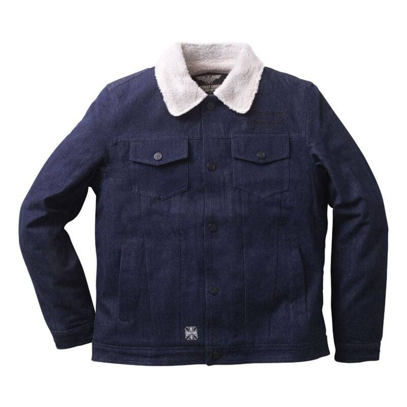 West Coast Choppers WCC Sherpa Lined Canvas Jacket Übergangsjacke blau in S von West Coast Choppers