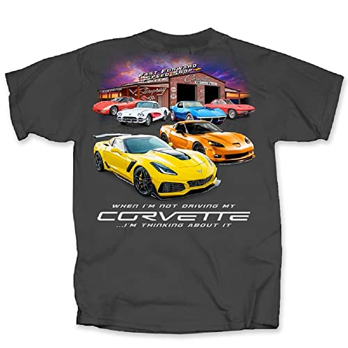C7 Corvette Thinking About Driving T-Shirt, Dunkelgrau, grau dunkel, XL von West Coast Corvette