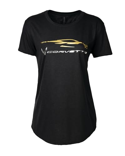 C8 Corvette Damen Corvette Racing Gesture T-Shirt - Schwarz, Schwarz, Klein von West Coast Corvette