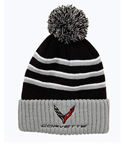 C8 Corvette Next Generation Beanie mit Bommel, Schwarz von West Coast Corvette