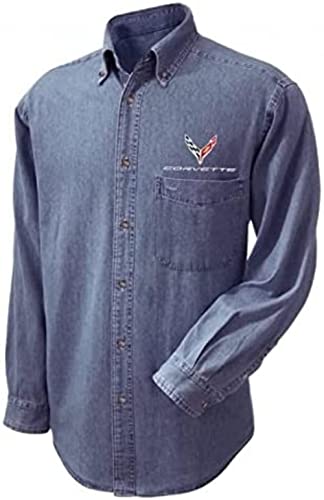 Corvette Denim Button-down-Hemd: C8 Next Generation (X-Large) von West Coast Corvette