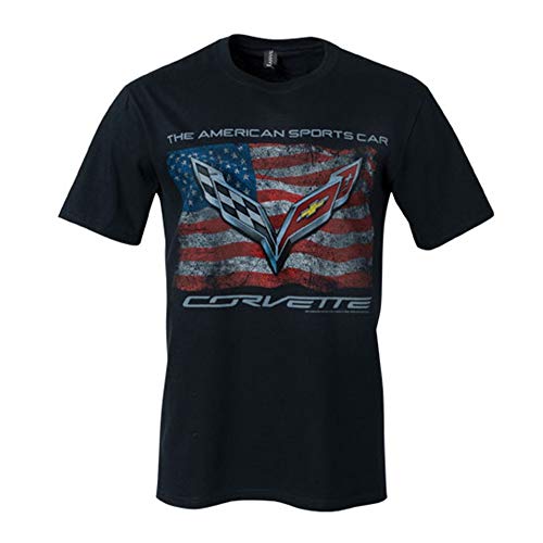 West Coast Corvette / Camaro C7 Corvette The American Sports Car Vintage USA Flag Herren-T-Shirt, Schwarz Large Schwarz 28102223 von West Coast Corvette