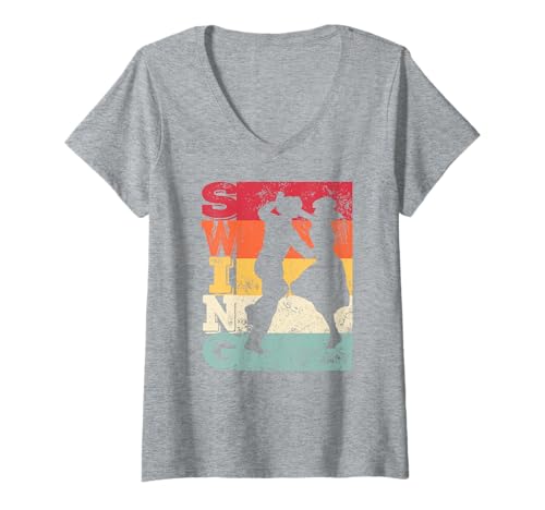 Damen Boogie Woogie Dance Swing 60er Retro Dancecouple T-Shirt mit V-Ausschnitt von West Coast Swing Retro 60's Dancing Couple