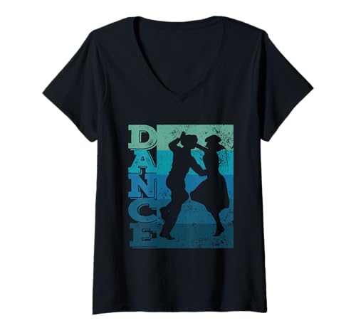 Damen Boogie Woogie Dance Swing 60er Retro Dancecouple T-Shirt mit V-Ausschnitt von West Coast Swing Retro 60's Dancing Couple