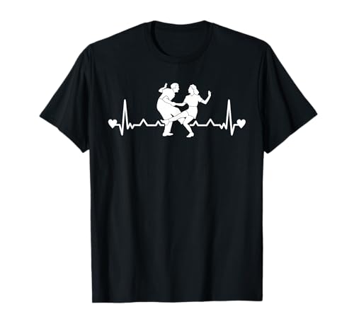 West Coast Swing Retro 60's Dancing Couple Damen Boogie Woogie Tanzschaukel im 60er-Jahre-Stil Schwarz T-Shirt S von West Coast Swing Retro 60's Dancing Couple