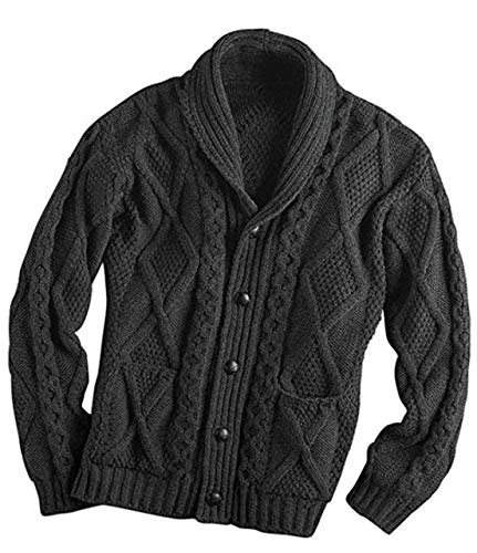 Westend Knitwear Herren Strickjacke Gr. xl, Schwarz - Dunkelgrau von Aran Crafts