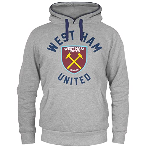 West Ham United FC - Herren Fleece-Kapuzenpullover mit Grafik-Print - Offizielles Merchandise - Geschenk für Fußballfans - Grau - 2XL von West Ham United FC