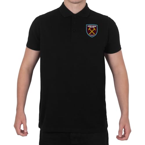 West Ham United FC - Herren Polo-Shirt mit Vereinswappen - Offizielles Merchandise - Geschenk für Fußballfans - Schwarz - L von West Ham United FC
