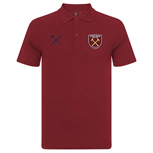 West Ham United FC - Herren Polo-Shirt mit Vereinswappen - Offizielles Merchandise - Geschenk für Fußballfans - Weinrot - XL von West Ham United FC