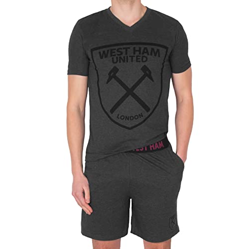 West Ham United FC - Herren Schlafanzug-Shorty - Offizielles Merchandise - Grau - L von West Ham United FC