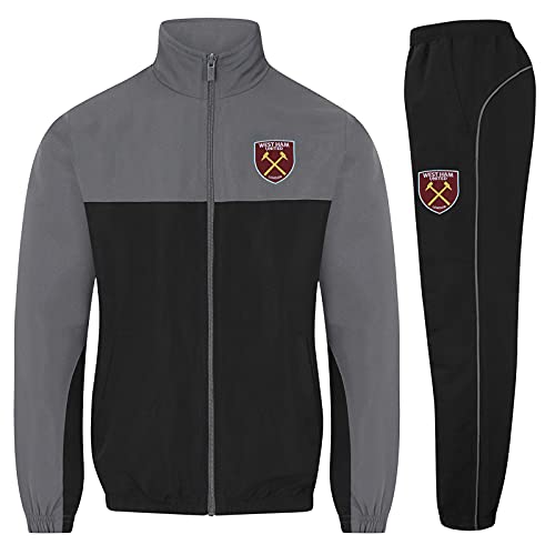 West Ham United FC - Herren Trainingsanzug - Jacke & Hose - Offizielles Merchandise - Geschenk für Fußballfans - Grau - farbiges Wappen - XL von West Ham United FC