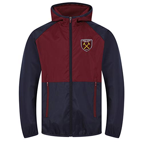 West Ham United FC - Herren Wind- und Regenjacke - Offizielles Merchandise - Geschenk für Fußballfans - Dunkelblau/Weinrot - L von West Ham United FC