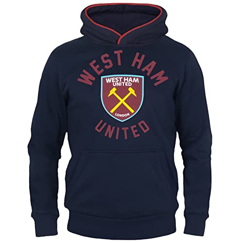 West Ham United FC - Jungen Fleece-Kapuzenpullover mit Grafik-Print - Offizielles Merchandise - Geschenk für Fußballfans - Dunkelblau/Weinrot - 12-13 Jahre von West Ham United FC