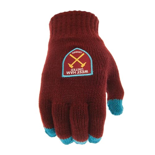 West Ham United FC - Herren/Damen Unisex Winterhandschuhe Touchscreen (Einheitsgröße) (Scharlachrot/Himmelblau) von West Ham United