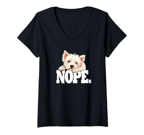 Damen Funny Sleeping NOPE Westie Dog Lover T-Shirt mit V-Ausschnitt Damen Funny Sleeping NOPE Westie Dog Lover T-Shirt mit V-Ausschnitt von West Highland White Terrier Gifts Shirts & Hoodies