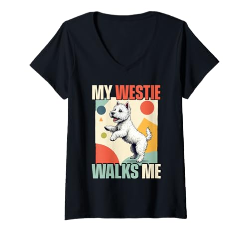 Damen West Highland White Terrier Westie Dog T-Shirt mit V-Ausschnitt Damen West Highland White Terrier Westie Dog T-Shirt mit V-Ausschnitt von West Highland White Terrier Gifts for Men Women