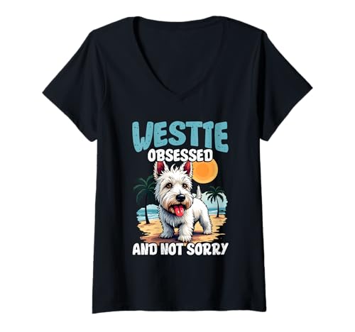 Damen West Highland White Terrier Westie Dog T-Shirt mit V-Ausschnitt Damen West Highland White Terrier Westie Dog T-Shirt mit V-Ausschnitt von West Highland White Terrier Gifts for Men Women