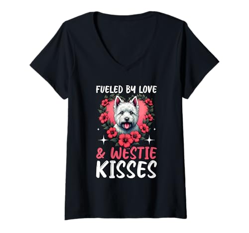 Damen West Highland White Terrier Westie Dog T-Shirt mit V-Ausschnitt Damen West Highland White Terrier Westie Dog T-Shirt mit V-Ausschnitt von West Highland White Terrier Gifts for Men Women