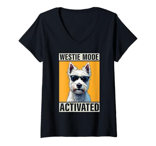Damen West Highland White Terrier Westie Dog T-Shirt mit V-Ausschnitt Damen West Highland White Terrier Westie Dog T-Shirt mit V-Ausschnitt von West Highland White Terrier Gifts for Men Women